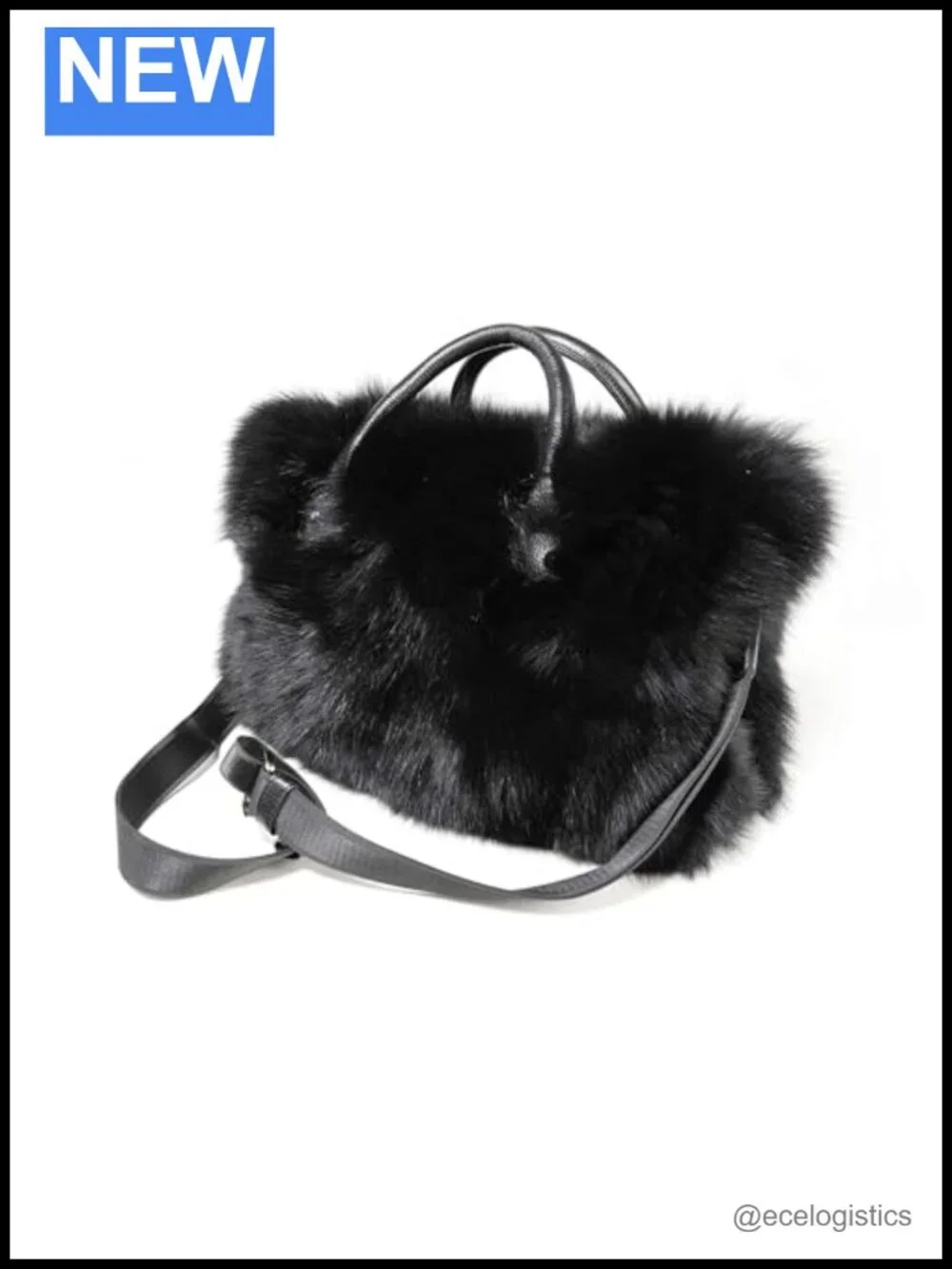 Genuine Fox Fur Shoulder Bag Leather Handbag Ladies Silver Fox Hobo Winter